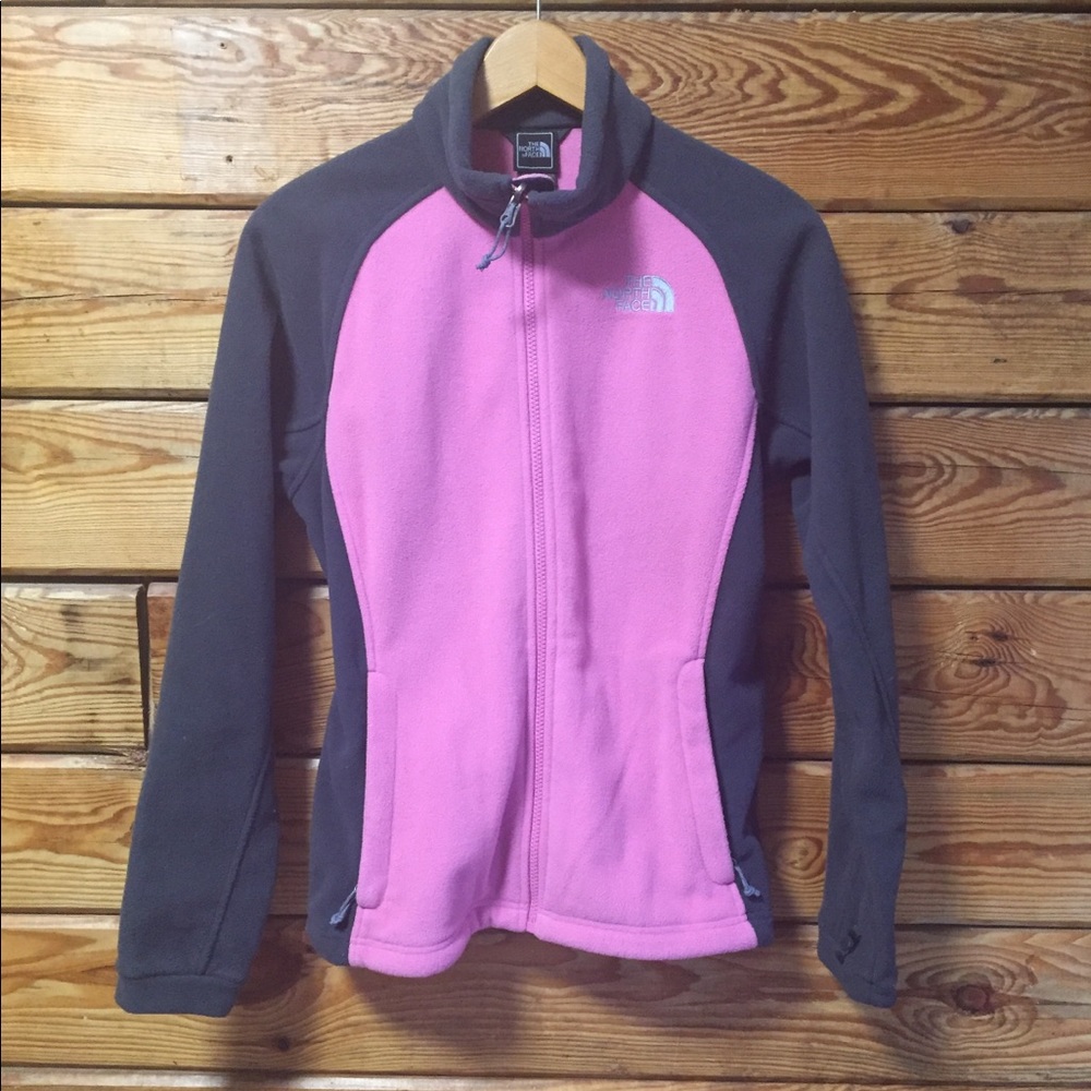 North Face fleece jacket. Pink and gray. Size M.